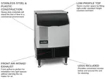 ICE-O-Matic ICEU150FA 24.54" Full-Dice Ice Maker With Bin, Cube-Style - 100-200 lbs/24 Hr Ice Production, Air-Cooled, 115 Volts