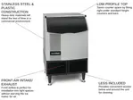 ICE-O-Matic ICEU150HA 24.54" Half-Dice Ice Maker With Bin, Cube-Style - 100-200 lbs/24 Hr Ice Production, Air-Cooled, 115 Volts