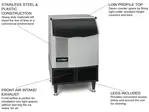 ICE-O-Matic ICEU220FA 24.54" Full-Dice Ice Maker With Bin, Cube-Style - 200-300 lbs/24 Hr Ice Production, Air-Cooled, 115 Volts