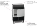 ICE-O-Matic ICEU220FW 24.54" Full-Dice Ice Maker With Bin, Cube-Style - 200-300 lbs/24 Hr Ice Production, Water-Cooled, 115 Volts