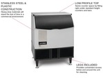 ICE-O-Matic ICEU300FW 30" Full-Dice Ice Maker With Bin, Cube-Style - 300-400 lb/24 Hr Ice Production, Water-Cooled, 115 Volts